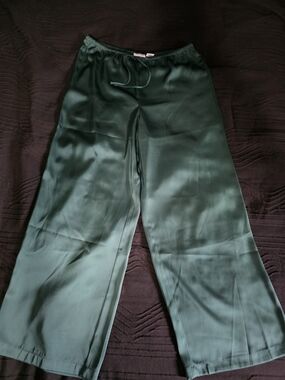 Song of Style Forest Green Wide Leg Satin Pants